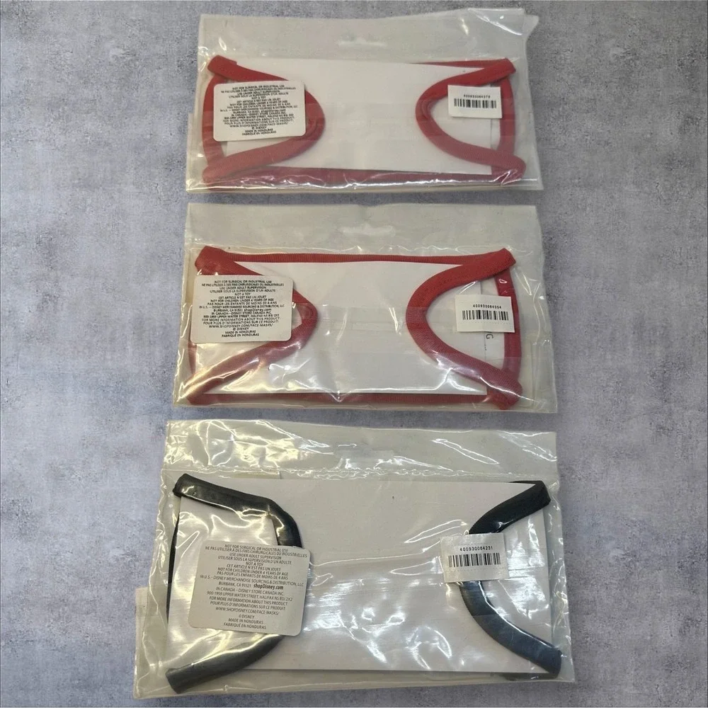 Disney Mickey Mouse Cloth‎ Face Masks Lot of 3 New Holiday Prints Adult LG
